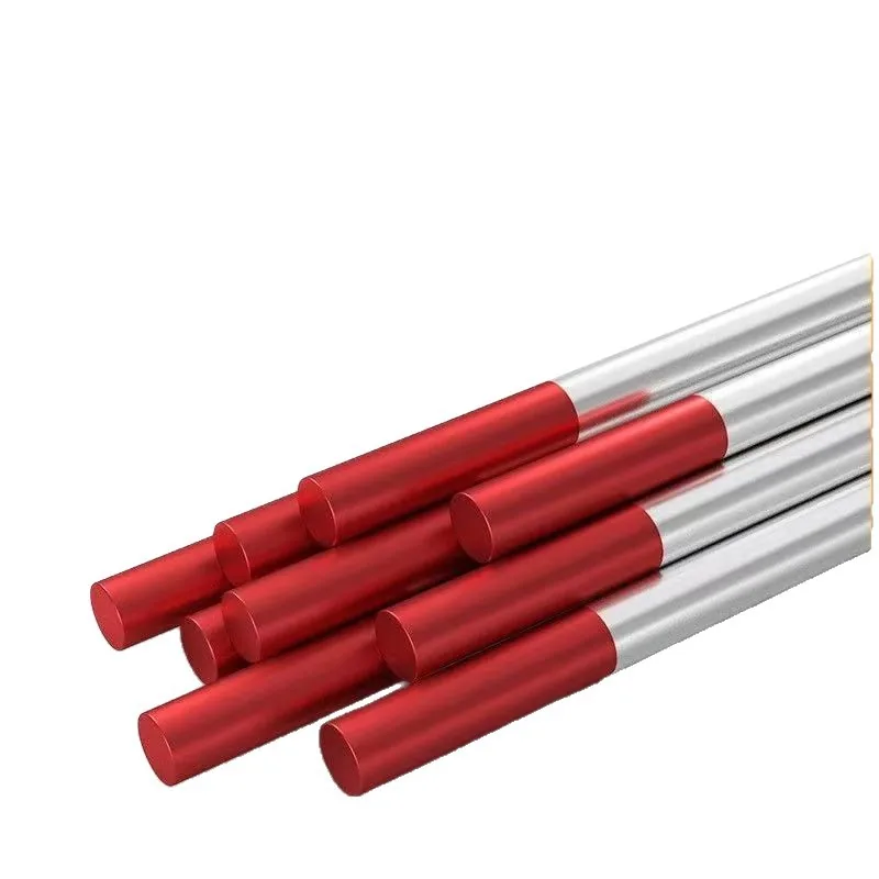 Bundle of WT20 thoriated tungsten electrodes with red color coded ends, ground finish